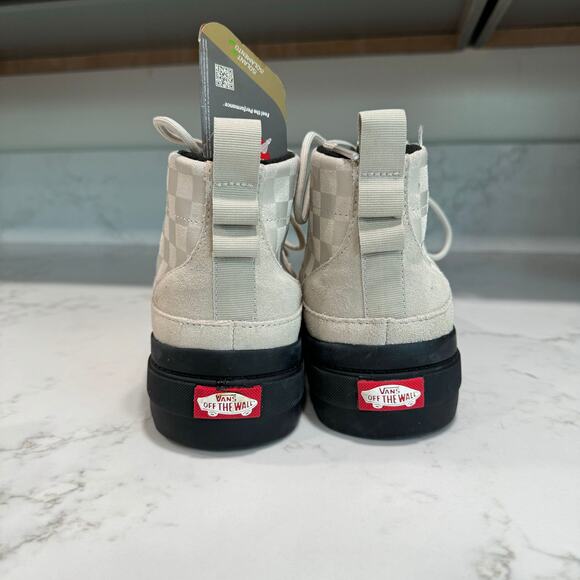 New Vans Colfax Boots Sneaker High Top Cream Checked Lace Up Sz EU 40 US 7.5 - Picture 6 of 7